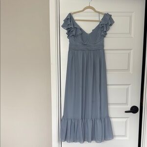 Birdy Grey Michelle Dusty Blue Ethereal Chiffon Bridesmaid Dress size M